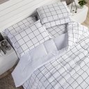 Ver imagem 2 de Edredom Atual Casal Queen 03 Peças Quadriculado Branco