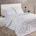 Ver imagem 1 de Edredom Atual Casal Queen 03 Peças Quadriculado Branco
