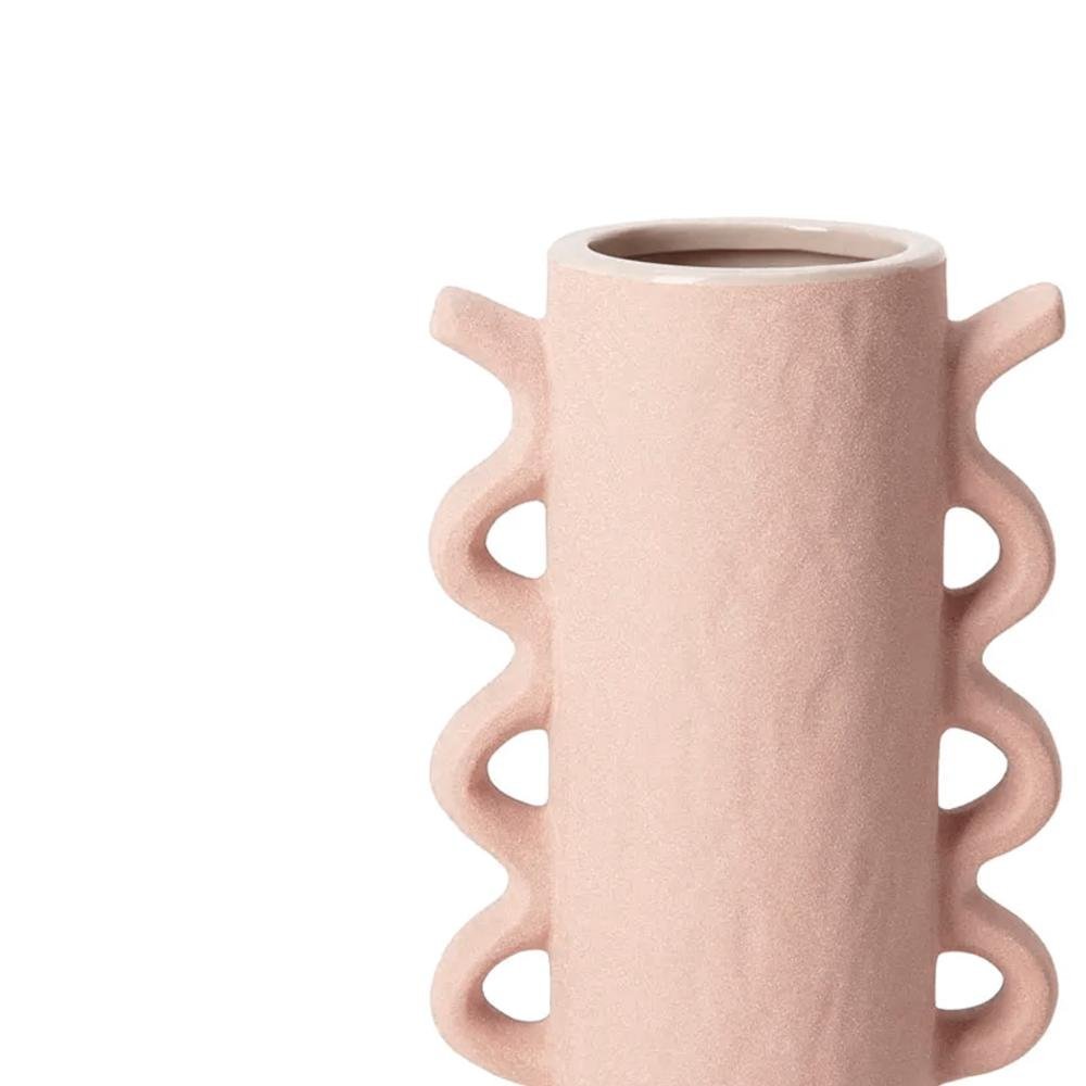 Vaso Alto em Cerâmica Alças Rosa 25,5 x 18cm - 2