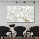 Ver imagem 2 de Quadro Decorativo para Sala Quarto Hall Abstrato Cerejeira Luxo Grande Decoração Branco e Dourado