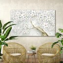 Ver imagem 3 de Quadro Decorativo para Sala Quarto Hall Abstrato Cerejeira Luxo Grande Decoração Branco e Dourado