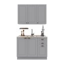 Ver imagem 2 de Cozinha Modulada 2 Peças Balcão sem Tampo e Armário Aéreo 100% MDF com Rodapé Bari Cinza/Titanio Fosco