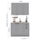 Ver imagem 3 de Cozinha Modulada 2 Peças Balcão sem Tampo e Armário Aéreo 100% MDF com Rodapé Bari Cinza/Titanio Fosco