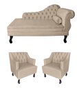 Ver imagem 1 de Sofá Divã + 2 Poltronas Capitonê para Consultório e Clínica Psicanálise - Veludo - Sv Decor:bege
