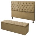 Ver imagem 1 de Kit Cabeceira Baby + Calçadeira Itália Queen 160 CM Suede Bege - D A Decor