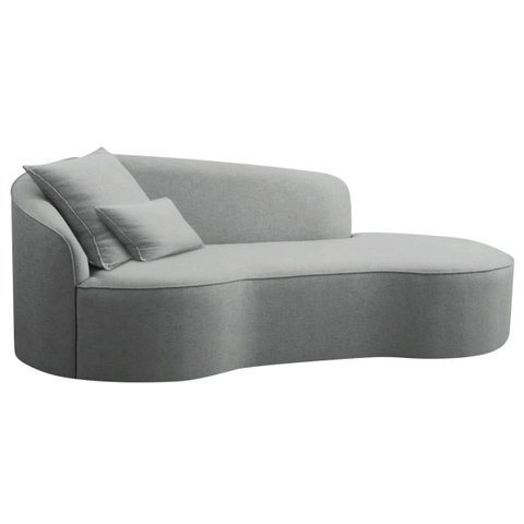 Divã Recamier Curvo Sala de Estar Inglaterra Lado Direito 180cm Bouclé Cinza - Incasa Decor