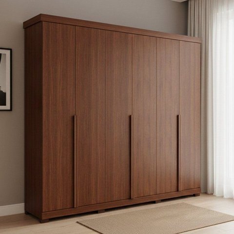 Guarda-Roupa Casal 6 Portas com Pés 267cm 100% MDF Linhares Espresso Móveis Marrom/Jequitiba