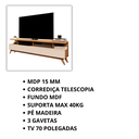 Ver imagem 5 de Rack para TV com Espaço Organizador e 3 Gavetas Vivare Wood 1,80 - Nature/Off White