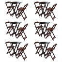 Ver imagem 1 de Kit 6 Jogos De Mesa Bistrô De Madeira Com 2 Cadeiras Dobravel Imbuia - Marrom