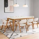 Ver imagem 3 de Mesa de Jantar 8 Lugares Retangular 180cm Tampo MDF com Vidro Claris N01 Ypê Off White - Lyam Decor