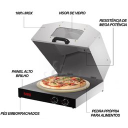 Assador de Pizza Compacto Italiano Forno Elétrico 127v Saro de Bancada Fc11 - 2 Assador de Pizza Compacto Italiano Forno Elétrico 127v Saro de Bancada Fc11 - 2