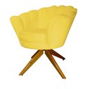 Ver imagem 3 de Poltrona Decorativa Pétala Pés Madeira Giratório Suede Amarelo - DS Estofados