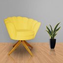 Ver imagem 2 de Poltrona Decorativa Pétala Pés Madeira Giratório Suede Amarelo - DS Estofados
