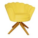 Ver imagem 1 de Poltrona Decorativa Pétala Pés Madeira Giratório Suede Amarelo - DS Estofados