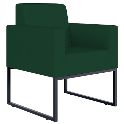 Poltrona Decorativa Sala Estar e Recepção Base Fixa de Metal Helô L02 Suede Verde Musgo - Lyam