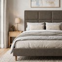Ver imagem 2 de Cabeceira para Cama Casal King Estofada 1,93 ,Mts Alice Vilajo: Suede Marrom