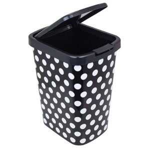 Cesto de Lixo 9 Litros Lixeira com Tampa para Casa Pia Cozinha Luxo Moderna Poa Bolinha Arqplast