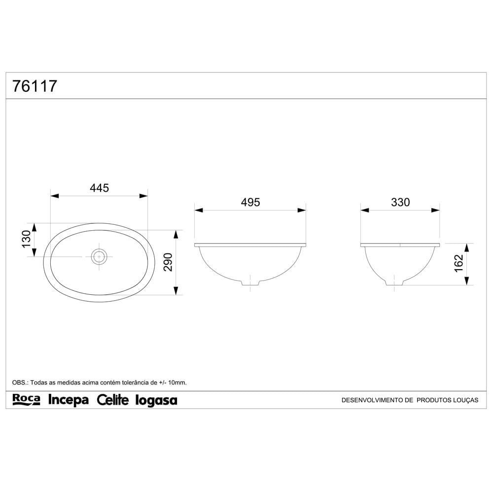 Ver imagem 2 de CUBA EMBUTIR OVAL 495*330 BRANCA  INCEPA