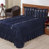 Kit Cobre Leito Casal Queen Lisse 03 Peças Colcha Azul Marinho - 1