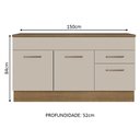 Ver imagem 4 de Balcão Gabinete de Pia 150 Cm 2 Gavetas 2 Portas (com Tampo) Rustic/crema Agata Madesa