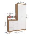 Ver imagem 4 de Guarda Roupa com Comoda Infantil Vicky 2 Portas e 3 Gavetas Naturale/branco