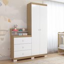 Ver imagem 2 de Guarda Roupa com Comoda Infantil Vicky 2 Portas e 3 Gavetas Naturale/branco