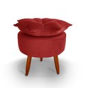 Ver imagem 1 de Puff Redondo Para Sala E Quarto Palito Mel Veludo Vermelho