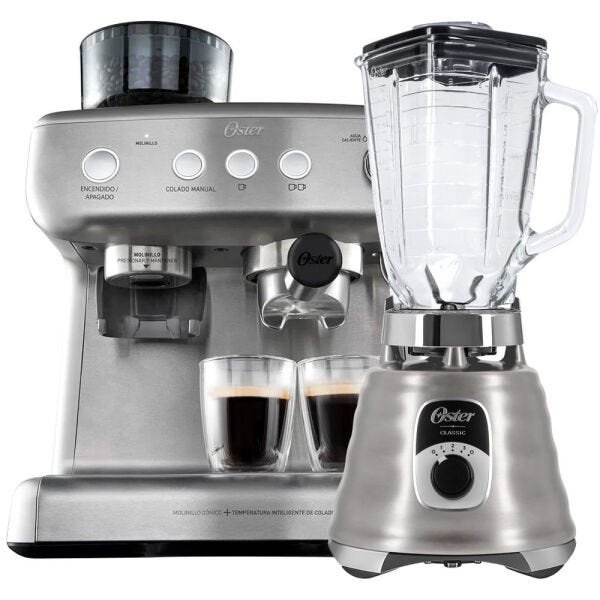 Kit Cafeteira Espresso Xpert e Liquidificador New Osterizer Aço Escovado - 127V
