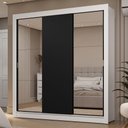 Ver imagem 1 de Guarda-roupa Casal 3 Portas de Correr com Espelhos 2 Gavetas Branco/preto Sublime Madesa