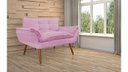 Ver imagem 3 de Namoradeira Decorativa Opala Suede Rosa 2 Lugares Pés Madeira Mz Decor