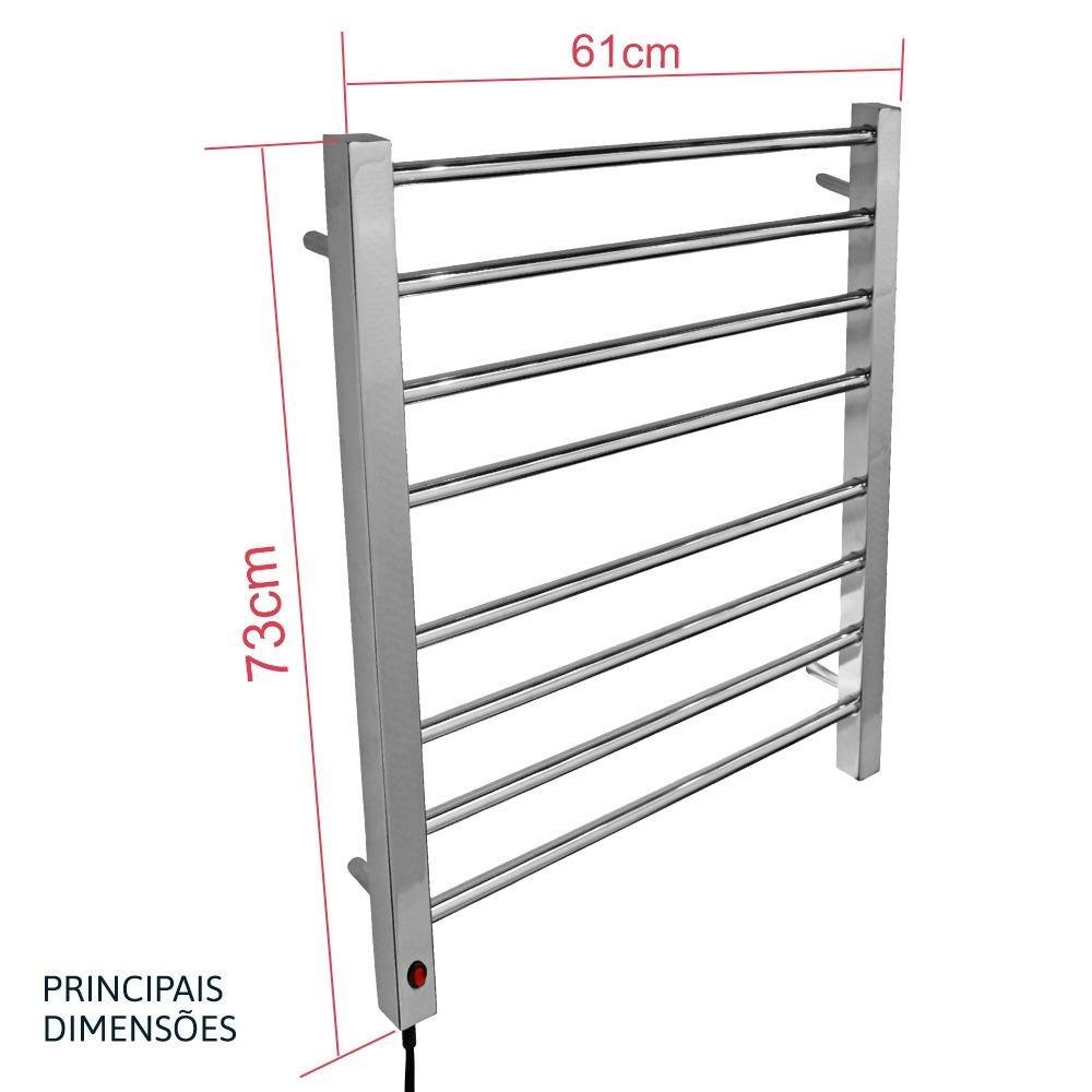 Toalheiro Térmico Bivolt Grande Cromado Lado Esquerdo Aiello - 3