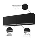 Ver imagem 3 de Armário Aéreo 150cm 4 Portas Andréia Preto - AJL Móveis