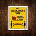 Ver imagem 1 de Kit 5 Placas Distanciamento Social Mantenha 18 Hamburgueres