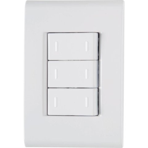 Conjunto 4x2 com 3 Interruptores Paralelos Tramontina Liz 10 a 250 V Branco