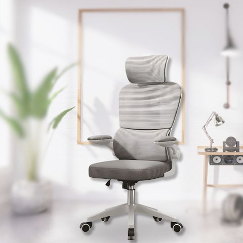 Cadeira Escritório Ergonômica G500 Luvinco Cor Cinza com Suporte Lombar estofado mesh