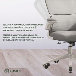 Cadeira Escritório Ergonômica G500 Luvinco Cor Cinza com Suporte Lombar estofado mesh - 8