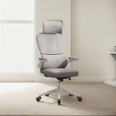 Cadeira Escritório Ergonômica G500 Luvinco Cor Cinza com Suporte Lombar estofado mesh