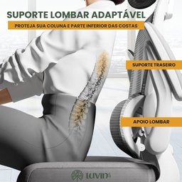Cadeira Escritório Ergonômica G500 Luvinco Cor Cinza com Suporte Lombar estofado mesh - 3