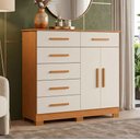 Ver imagem 2 de Cômoda Sapateira para Quarto 2 Portas 6 Gavetas Potenza A04 Cinamomo Off White - Lyam Decor