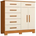 Ver imagem 1 de Cômoda Sapateira para Quarto 2 Portas 6 Gavetas Potenza A04 Cinamomo Off White - Lyam Decor