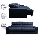 Ver imagem 2 de Sofá Retrátil e Reclinável 2,52m Molas Ensacadas Cama inBox Brasil Velusoft Azul