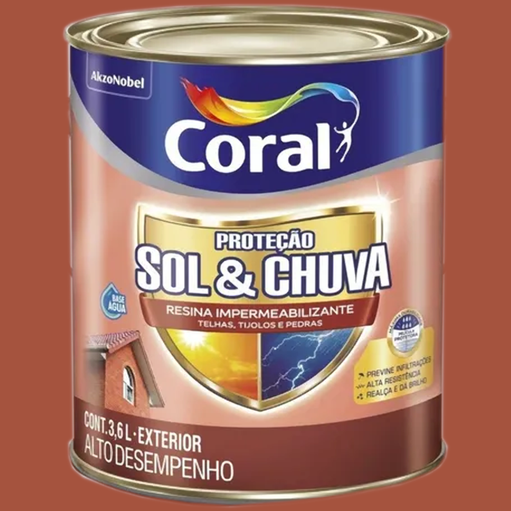 Resina Impermeabilizante de Proteção Contra Sol e Chuva Cerâmica Ônix 3,6 Litros - CORAL - 3