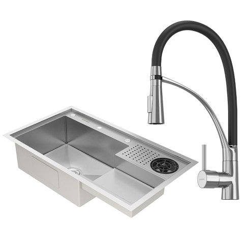 Kit Cuba Gourmet Veneza Aço Inox 304 e Torneira Gourmet Florença Monocomando Goldenx