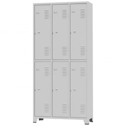 Armário Roupeiro De Aço Vestiário Academia 6 Portas Locker Cinza - 3