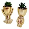 Kit 2 Vasinho Decorativo Bob Bbb Com Suculenta Rose Dourado:Dourado - 1
