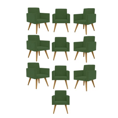 Kit 10 Cadeiras Poltronas Decorativa - Escritório - Recepção Cor:Verde
