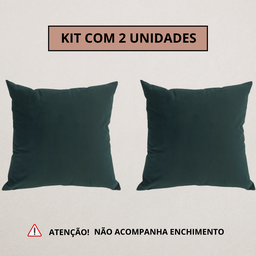Kit 2 Capa Almofada Veludo Lisa 43x43 Ziper - Musgo - 4