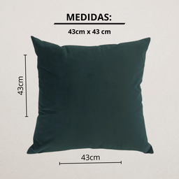 Kit 2 Capa Almofada Veludo Lisa 43x43 Ziper - Musgo - 2