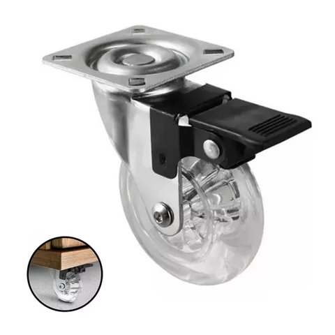 Rodízio de Silicone Giratório C/ Trava 50mm Metalnox 4 Unidades