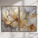 Ver imagem 2 de Quadro Decorativo Flor Dourada Kit 2 Quadros